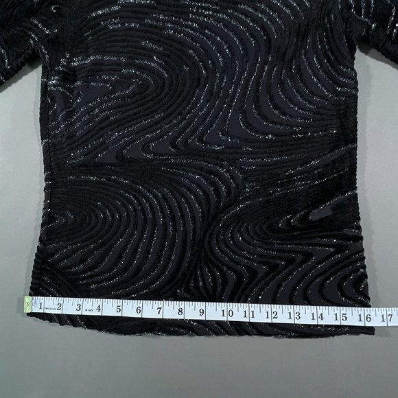 Conrad C Petite Black Top Partially Sheer with‎ Metallic/Black Design Size XS/TP - Picture 7 of 12